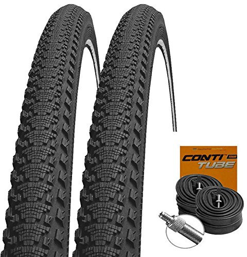 Set: 2 x Continental Double Fighter III Reflex 26x1.90/50-559 + Conti SCHLÄUCHE Dunlopventil