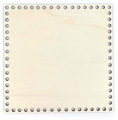 Fondo rigido Quadrato in legno di pioppo da 3mm forato per fai da te all'uncinetto con fettuccia, thai ecc Base di legno per cestini all'uncinetto,porta vasi, vassoi e quant'altro. Misure 20x20cm