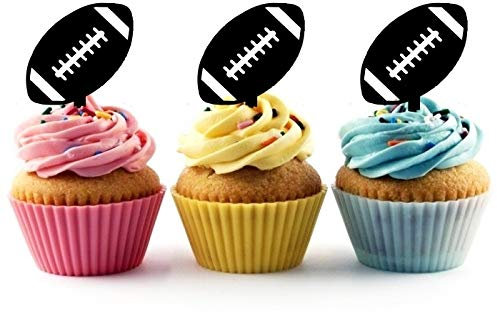 Innovedesire American Football Rugby Ball Kuchenaufsätze Hochzeit Geburtsta Acryl Dekor Cupcake Kuchen Topper Stand für Kuchen Party Dekoration 10 Stück