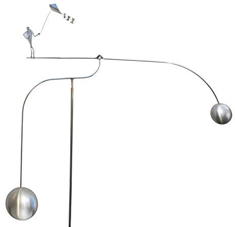 J. Tiedemann Manufaktur & Design Windspiel Flugspiel, Edelstahl wetterfest und rostfrei. Skulptur als Deko für den Garten, Terrasse, und den Balkon. 180 cm hoch