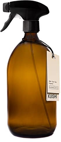 Kuishi Amber Brown 1000ml Spray Bottle with Black Mister Nozzle, Stream Spray Bottle with BPA-Free Materials, Suitable with all Fluids, High Pressure Power Trigger, Single 1 Pack