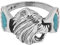 Indianerschmuck Ring Grizzly Bär Türkis Koralle Westernschmuck Chip Inlay Navajo Style (925 Sterling Silber, 66 (21.0))