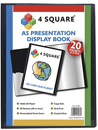 4 Square 89036 Sichtbuch mit 20 Hüllen (40 Seiten) Schwarz Präsentationsmappe für Profis, Business, Studenten, Projekte, Schule, Hochschulen, Zuhause, Büro