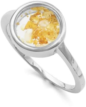 DUR Goldregen Damen Ring aus 925 Sterling Silber mit Bernstein, Muscheln und Perlen, Größe: 56, R485056