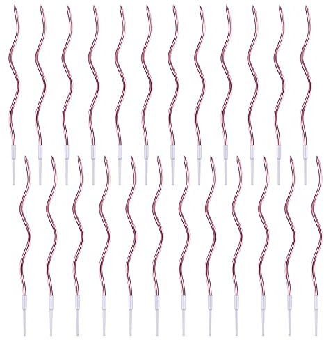 Bougie d'anniversaire en Spirale,24 Pcs Bougies Deco de Gâteau Accessoires de Décoration de Gâteau pour Fête D'anniversaire et Mariage,Or Rose