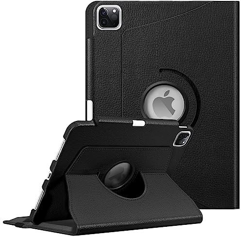 Fintie Hülle für iPad Pro 11 Zoll 4. Generation/ 3. Gen/ 2. Gen (Modell 2022/2021/2010) mit Pencil Halter - Schutzhülle Cover mit 360 Grad drehbarem Ständer und Auto Schlaf/Wach Funktion, Schwarz