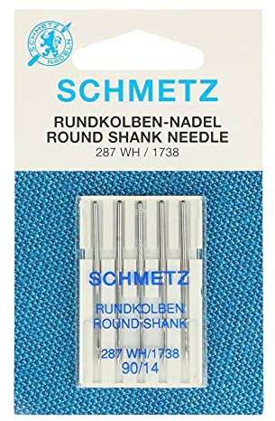 SCHMETZ | 5 Nähmaschinennadeln | Rundkolben | 287 WH/1738 | Nadeldicke 90/14 | Hinweis: Überprüfen Sie das empfohlene Nadelsystem in der Bedienungsanleitung