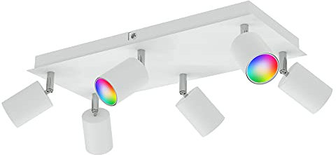 ledscom.de Deckenstrahler WAIKA, sechsflammig, weiß, matt, inkl. Smart Home RGBW GU10 LED Lampen je 473lm