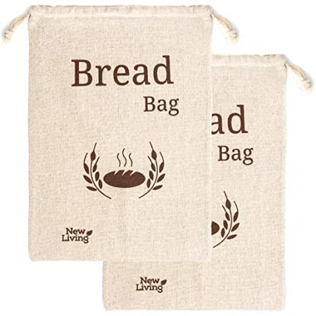 Sac à pain réutilisable, mélange 100% lin et coton, sac de rangement pour le pain sac de rangement pour le pain, produit écologique, sans plastique (2)