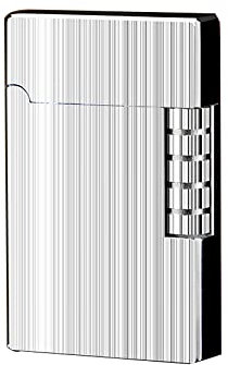 Soft Flame Feuerzeug, Traditionelle Flamme Zigarrenfeuerzeug mit Einstellbarer Flamme Zifferblatt, vertikale Zündung Roller, Metall Zeichnung Feuerzeug (Sliver)