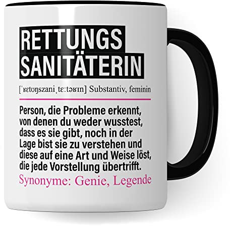 Tasse Rettungssanitäterin lustig, Rettungs-Sanitäterin Geschenk Beruf, Spruch Kaffeebecher Krankenwagen Geschenkidee, Beruf Rettungsdienst Rettungshelferin Kaffee-Tasse Teetasse Becher