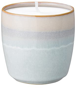 Denby - Quartz Rose Ceramic Candle - Hand-Poured Natural Wax Candle - 40 Hour Burn Time - Freesia and Jasmine Fragrance for Home - Perfect for Gifting - Blush Pink & White