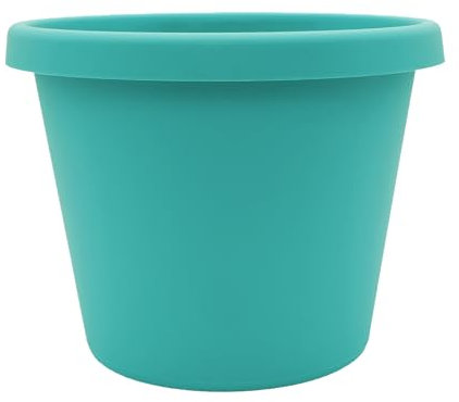 The HC Companies Prima Pot de Fleurs Rond en Plastique avec Bord roulé, léger et résistant aux UV, pour Herbes aromatiques, intérieur et extérieur avec Drainage (30,5 cm, Bleu Sarcelle poussiéreux, 1