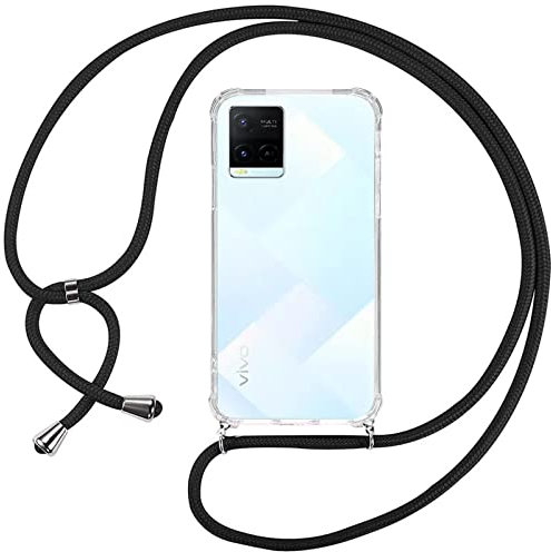 ISOI Kompatibel mit VIVO Y21 / VIVO Y21s / VIVO Y33s Hülle,Handykette Hülle Silikon Seil Necklace Handyhülle mit Kordel Tasche TPU Bumper Schutzhülle für VIVO Y21 / VIVO Y21s / VIVO Y33s - Schwarz
