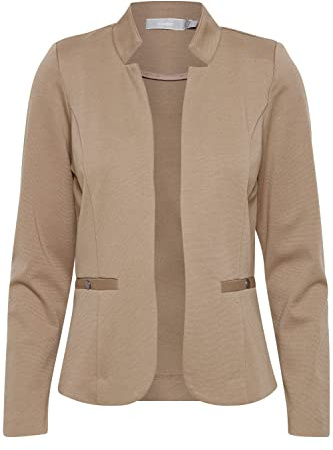fransa FRCEDILAN Damen BlazerKurzblazer Jacke Stehkragen ohne Knopfleiste Taschen mit Druckknopf, Größe:L, Farbe:Pine Bark (171410)