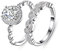 EVER FAITH Verlobungsring Set 925 Sterlingsilber funkelnd Weiß Oval Rund Cubic Zirkonia Blatt Brautversprechen Bandringe Ring Schmuck für die Braut Größe 6