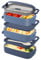 OITUGG Lunch Box 3 Couches - Bento Lunch Box 2200ml - Lunchbox avec 3 pc Acier Inoxydable Intérieur - Boite Bento avec Couverts - Lunch Box Adulte, Micro Ondable, Sans BPA, 19.5x11.2x15cm, Bleu