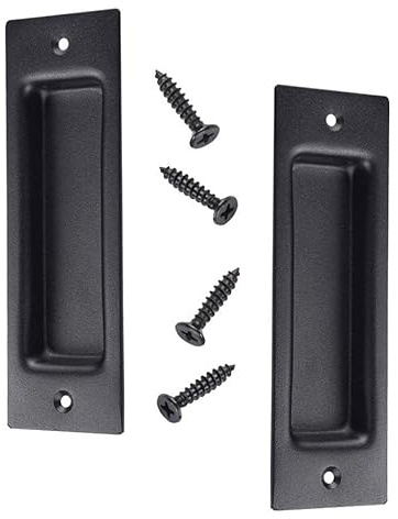 2er Set - Schiebetürmuschel [schwarz-matt] - Muschelgriff aus Stahl | Türgriff | Einlassmuschel | Griffmuschel für Zimmertüren, Schiebetüre, Scheunentore, Garage | Scheunentürgriff | Schiebetürmuschel