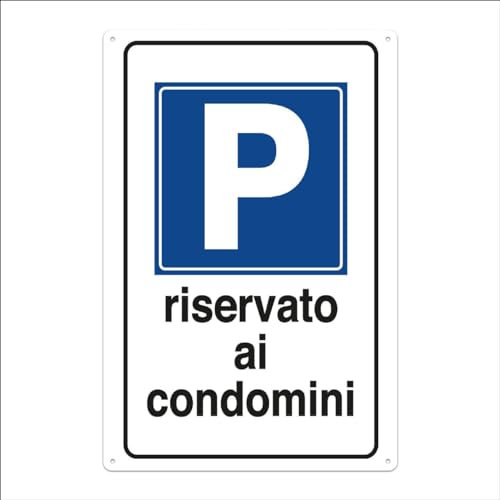 Nitek cartello parcheggio riservato ai condomini in pvc 30cm x 20cm– Cartello autoadesivo| Sign, Schild | Impermeabili Lavabili, muri, cancelli