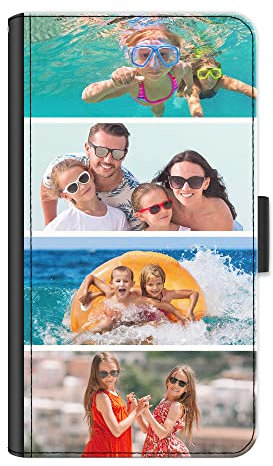 Personalised Phone Case For Apple iPhone 16, 15, 14, Pro, Max, Mini, Plus 13, 12, 11, X, XS, XR Phone, Custom Photo Collage, Image on Leather Side Flip Wallet Phone Case, Phone Cover - Four Images