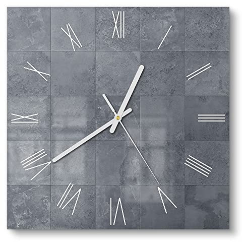 DEQORI Glasuhr | 30x30 cm | Motiv Natursteinfliesen | ausgefallene leise Design Uhr aus Glas | Wanduhr für Wohnzimmer & Küche | moderne Hingucker Uhr für die Wand