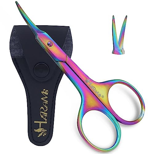 HARAMS® BabyNail Scissors with Strong Curved Blades Blunt Round Tips for Confident Cutting Nose Ear Eyebrow Scissors