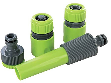 Mr. Gadget's Solutions Silverline - Manguera de jardín y conector de riego (4 piezas)
