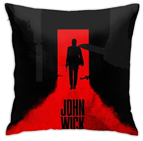 John Throw Wick Kissenbezüge 45,7 x 45,7 cm Kissenbezug, quadratischer Kissenbezug, Kissenbezüge für Sofa, Couch, Bett, Stuhl, Bauernhaus, dekorative Kissen