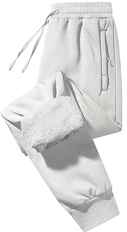Imuedaen Jogginghose Herren Winter Fleece Gefüttert Warme Trainingshose Fleece Plüsch Gefüttert Jogger Hose Sweatpants Winterhose Traininghose mit Tasche