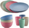 HOMGEN Camping Plates and Bowls Set Plastic Dinner Set 12Pcs Unbreakable Picnic Plates and Cups Set Light-Weight Kids Dinning Set Dishwasher Safe Camping Crockery Set for Home & Picnic etc