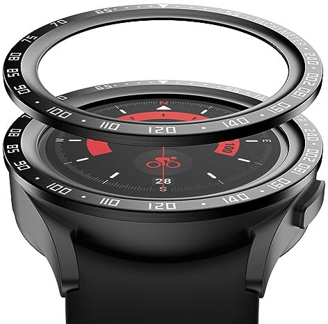 GIOPUEY Bague de Protection Compatible avec Samsung Galaxy Watch 5 Pro,Anneau pour Montre Connectée Bezel Ring Styling, Lunette de Protection en métal en Alliage d'aluminium - E-Black