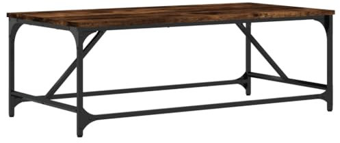 vidaXL Couchtisch, Beistelltisch mit Metallgestell, Tisch Sofatisch für Wohnzimmer, Kaffeetisch Teetisch, Modern, Räuchereiche Holzwerkstoff