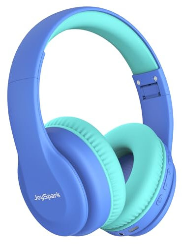 JoySpark Bluetooth Kopfhörer Kinder, Kabellose Kinderkopfhörer Over-Ear mit 85/94dB Lautstärkebegrenzung, 60 Stunden Spielzeit, Bluetooth 5.3, eingebautes Mikrofon-Blau