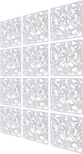 12tlg Raumteiler Hängend Paravent Hängepaneel Sichtschutz DIY Weiße Raumtrenner hängend [Designelement] Blickfang und Dekoration Vorhang zum Aufhängen Wand Trennwand 40x40CM