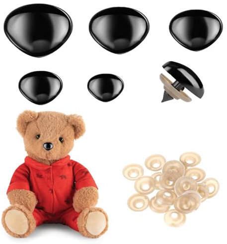 FENGQQKJ 100 Stück Sicherheitsnasen für Tiere Sicherheitsnasen für Häkeltiere Puppennasen mit Unterlegscheiben Kunststoff Sicherheitsnase für Marionetten, DIY Handwerk