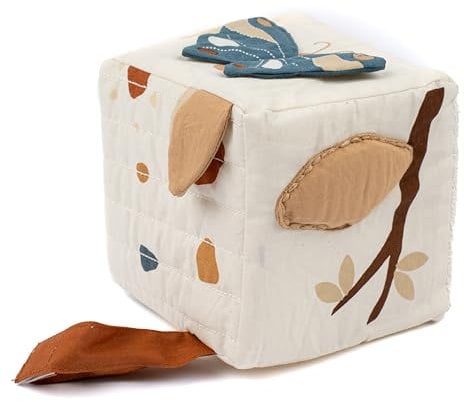 Fabelab Spielwürfel Baby Kleiner Schmetterling | Multifunktional Spielzeug Ab 6 Monate | Motorikwürfel | Baby Spielzeug | Weicher Aktivitätswürfel