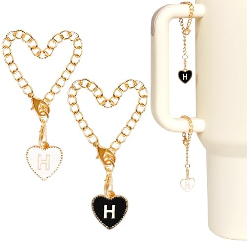 SUNNYCLUE 1 Box 4 Stück Becher Buchstabenanhänger Tassen Zubehör Charms Aus Emaille Legierung Schwarz Weiße Tassen Buchstabe H Kettenanhänger Mit Karabinerverschluss Griff Dekorationen Charms Für Bech