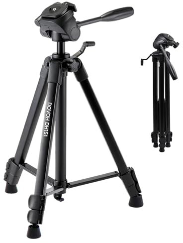 DOVOH DH151 - Trípode de construcción para láser y niveladora, adecuado para cámaras de nivel de burbujas, altura regulable (altura: 54 – 152,5 cm, rosca: 1/4) DH151