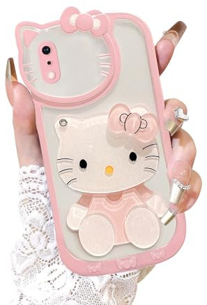 XXYUIKEZI for iPhone Xs Max Kawaii Cartoon Cute Pink Phone Case with Mirror
