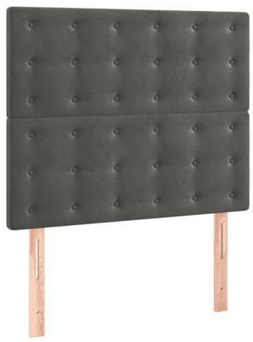 QJBSAVVA Rückwand Bett Kopfenden Headboard Bett Wandschutz - Kopfteile 2 STK. Dunkelgrau 90x5x78/88 cm Samt für Dekoration Bett Gästezimmer Schlafsäle