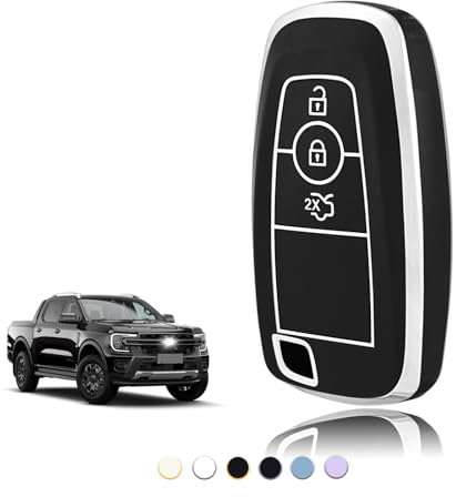 TOOMUME Coque Clé TPU, Etui Clé Étui Clé Adapté pour Ford Ranger Raptor Mondeo Mustang Edge Ecosport Custom Kuga Fiesta Focus Transit S-Max, Couvre Clef Cache Cle Voiture Telécommande - Smart Key