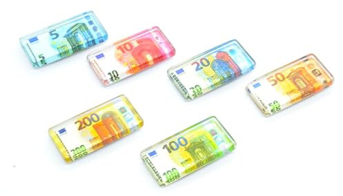 6 Fridge Magnets - Money from Europe. 5.5 cm - Collectible European Magnets