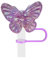 Cute Laser Butterfly Straw Cover Cap for Stanley 30&40 Oz Tumbler, Reusable Drinking Straw Caps Cup Accessories (Light Purple)