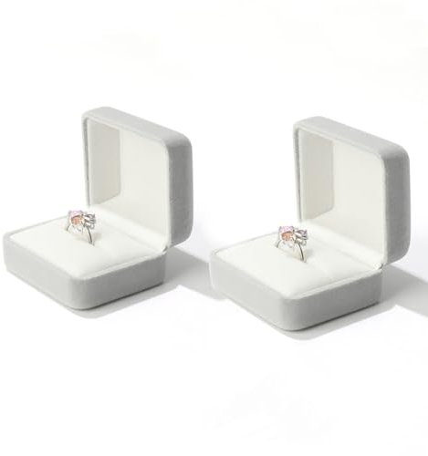 2 Stück Samt Ringschachtel, Ring Geschenk Box 64 x 52 x 36mm Schmuck Ringbox für Antrag Hochzeit Verlobung Weihnachten Valentinstag, Ring Ohrringe Ohrstecker Halter Display Box für Frau Mädchen