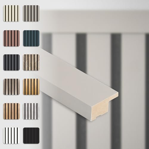 HEXIM Abschlussleiste 275x2,7cm passend für unsere Akustikpaneele - flexible Lamellenwand Holz MDF Wandpanelee Lamellenverkleidung Wandverkleidung (1 Abschlussleiste Sandgrey - APA02)