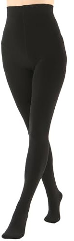 EVERSWE Women's Opaque Fleece Lined Tights, Thermal Tights (Black,XXL)