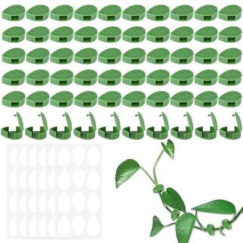 Bafumiu Set di 60 Ganci per Piante Rampicanti, Clip Supporto Piante Autoadesive, Supporto da Parete per Piante da Esterno, Ideale per Piante Piccole, Realizzato in Materiale Resistente