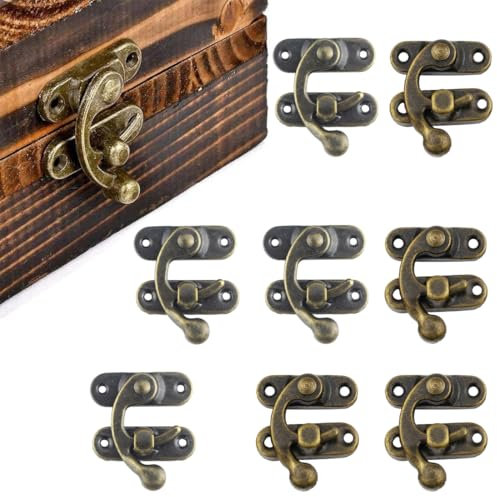 BDEPSTR 8 Pcs Verrous vintage antique gaufrage Moraillon Loquet Serrure Fermoir avec vis pour décoratifs Cabinet armoire Boîte à bijoux boîte valise ou meuble-Cuivre