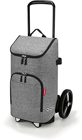 reisenthel citycruiser Set (Rack + Bag) Tasche Twist Silver + Rack Black - Praktische Einkaufstasche mit Mehreren großen Fächern - Wird mit dem Gepäckträger als Set verkauft