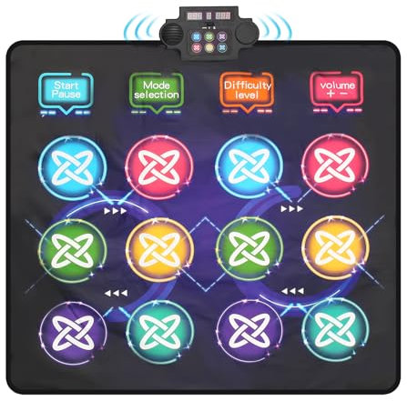 CXWLMAT Kids Double Dance Mats for Girls Boys Age 3-12 with 3 Difficulty Modes, Non-Slip Interactive Dance Game Pad for 2 Players, Safe PVC Material Dance Music Mat for Indoor/Outdoor Family Party